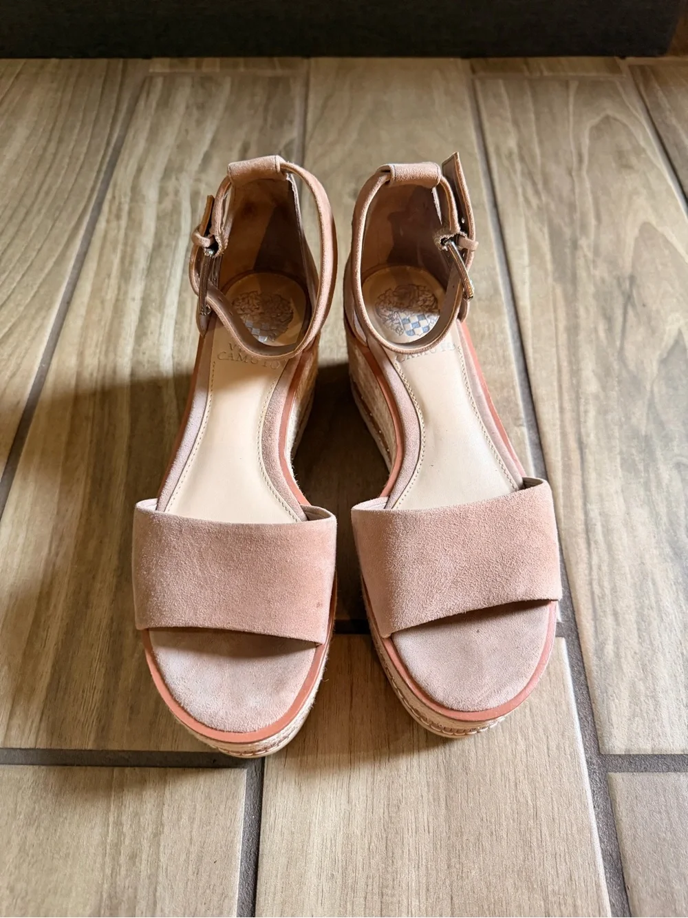 Vince Camuto Suede Espadrille Wedges in Blush